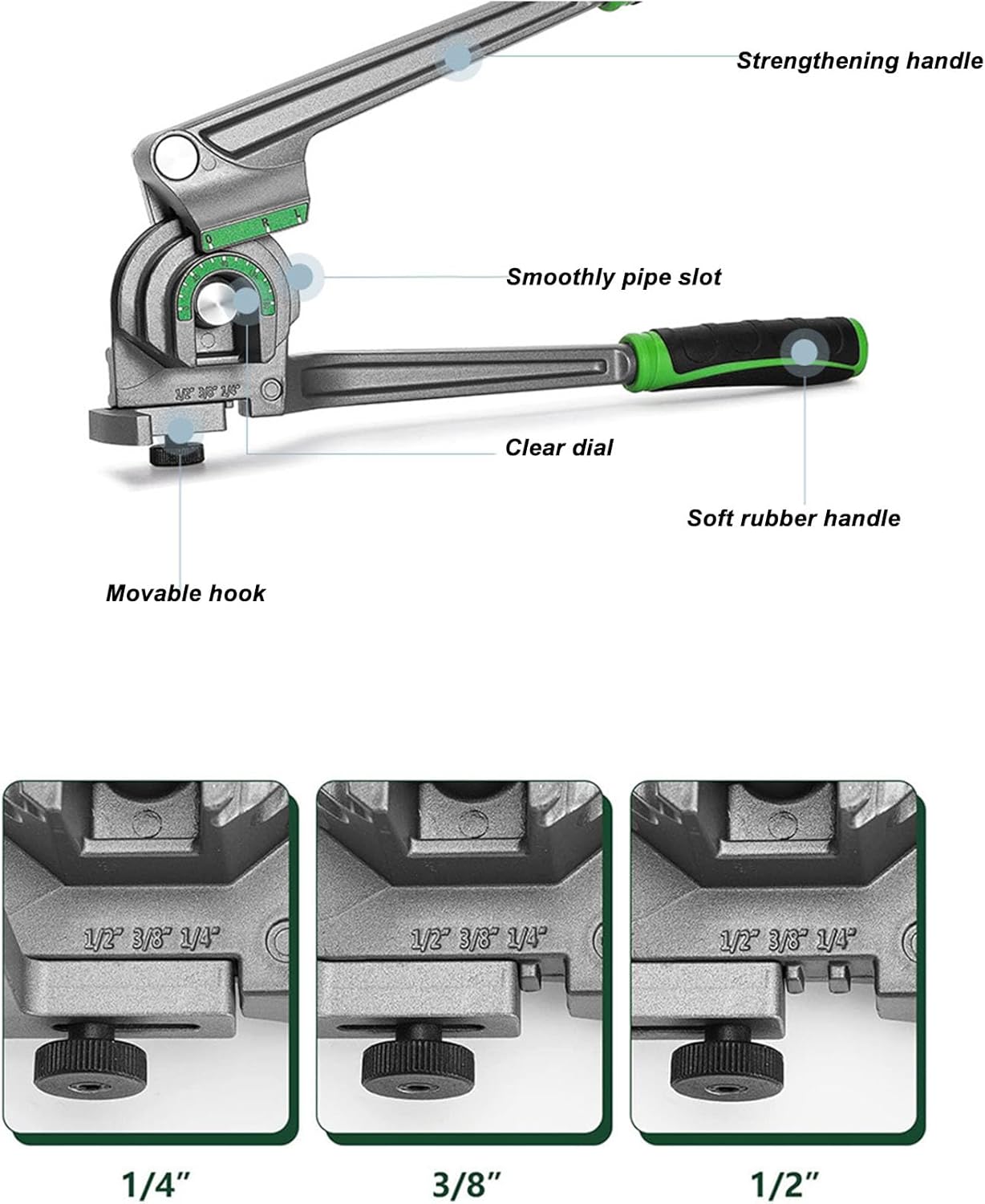 Giętarka do Rur 3 w 1, 180 Stopni 1/4 3/8 1/2 Cala Giętarka do Rur Miedzianych, Super Stars ST-612-A - obrazek 2